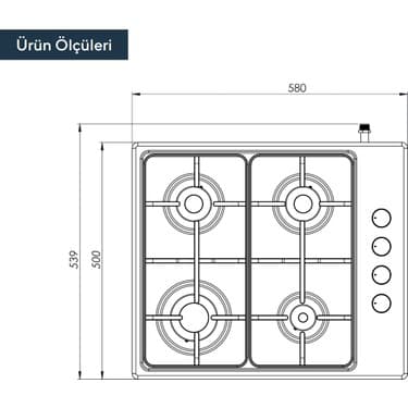 Kumtel Siyah 2'li Fırın ve Ocak Seti 4 Ocak Gözü ile Modern Mutfaklar İçin Uygun 4