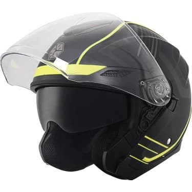 Scoyco OF-669 Cavalry Mat Siyah-Neon Yarım Kask (Güneş Vizörlü) 3