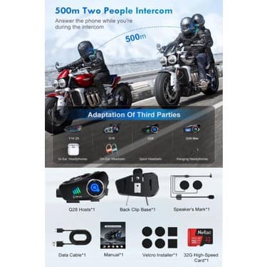 Prepare 500 mt Intercom 1080P Kamera Kayıt Özellikli Q-28-P 2 Eşleşmeli 32GB Hafıza Kartı Hediyeli Wireless 3