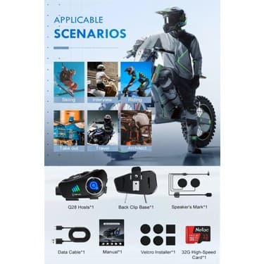 Prepare 500 mt Intercom 1080P Kamera Kayıt Özellikli Q-28-P 2 Eşleşmeli 32GB Hafıza Kartı Hediyeli Wireless 4