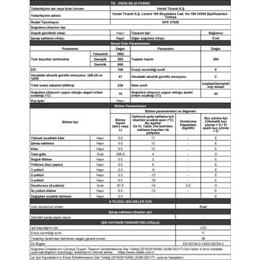 Regal Nfk 37920 E Enerji Sınıfı 294 Lt No Frost Kombi Buzdolabı 4