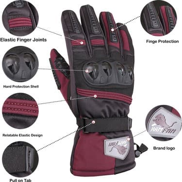 Kamfan Su Geçirmez ve Dokunmatik Ekranlı Kış Motosikleti Eldivenleri 3