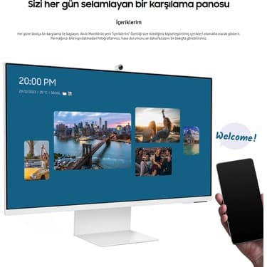 Samsung Kameralı Akıllı, Zarif Premium Tasarım 32'' 4K Mükemmel Görüntü Kalitesi Hepsi Bir Arada Akıllı TV-Monitör + Onerous Hareketli Askı Aparatı 5
