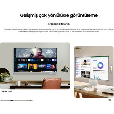 Samsung Kameralı Akıllı, Zarif Premium Tasarım 32'' 4K Mükemmel Görüntü Kalitesi Hepsi Bir Arada Akıllı TV-Monitör + Onerous Hareketli Askı Aparatı 8