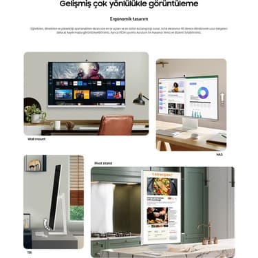 Samsung Akıllı-Smart Monitör Tv M8-32 Inç 4K 80 Ekran- Kamera , Silim Tasarım Type-C, Bluetooth ve Wi-Fi Bağlantı Premium Monitör-Tv 4