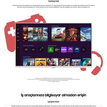 Samsung Izle, Oyna, Çalış -Wi-Fi Bağlantı Apple-Android Kablosuz Görüntü Aktarım 32''inç 80 Ekran Akıllı Tv-Monitör M5 + Logitech Kablosuz Klavye 3