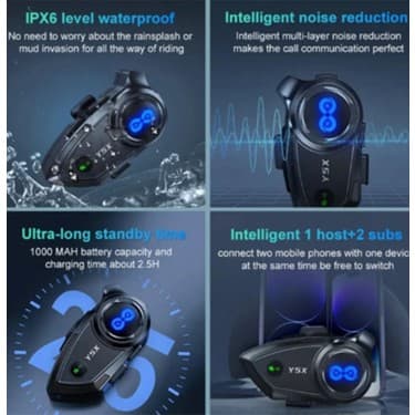 Vothoon Y5X Rgb Işıklı Intercom 5 Kişi Bağlantılı 1000MAH Motosiklet Bluetooth Kulaklık Seti 3