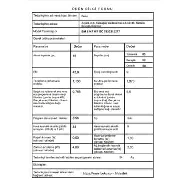 Beko BM 6147 WF SC 6 Programlı Bulaşık Makinesi 5