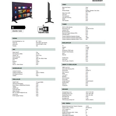 Toshiba 65UA2363DT 65" 165 Ekran Uydu Alıcılı 4K Ultra HD Andorid Smart LED TV 6