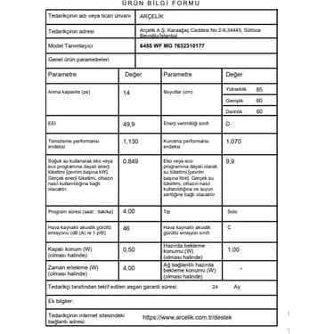 Arçelik 6455 Wf Mg Bulaşık Makinesi 3
