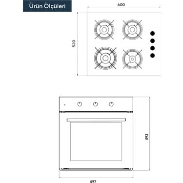 Kumtel 2'li Beyaz Cam Ankastre Set 4