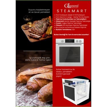 GL General Steamart Beyaz Ankastre Set Buhar Destekli (Gld 017B-GLF 64CB-GLO 206CB) 8