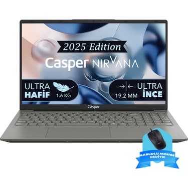 Casper Nirvana X600.1362-8V00A-G-F-KM35S Intel Core I7-13620H 8gb Ram 500GB Nvme SSD  15,6 \ 2