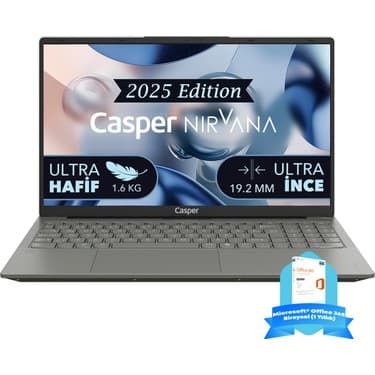 Casper Nirvana X600.7430-8F00T-G-F-OFM365 Amd Ryzen 5-7460U 8gb Ram 1tb Nvme SSD  15,6 \ 2