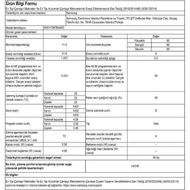 Samsung WW11DB7B34GEAH Çamaşır Makinesi 3