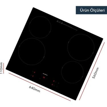 Kumtel Vitroseramik Elektrikli Siyah Cam Ankastre Ocak HV6-04T 3
