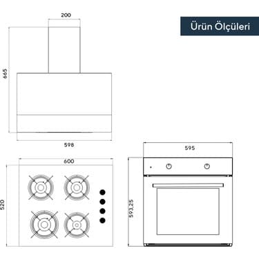 Kumtel Home Plus Beyaz Cam Ankastre Set (OC KSET722) 5