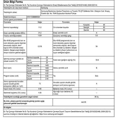 Samsung Bespoke AI™  Çamaşır Makinesi  WW11DB8B95GHAH ( 2025 ) 7