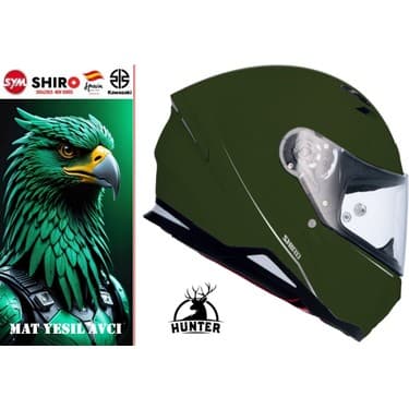 Shiro Shıro Kask 100114 Fullface Hunter M.c Matt_xl Green 2