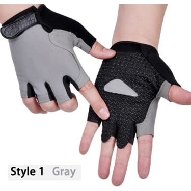 Liangduo Shop Stil2-Gri Stil L Boyutu Bisiklet Eldiveni Erkek Kadın Yarım Parmak Eldiven Nefes Spor Eldiven Anti-Kayma Anti-Ter Anti-Şok Bisiklet Bisiklet Eldiven (Yurt Dışından) 4