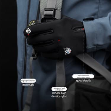 Liangduo Shop DB42-KETEN Tarzı Xl Boyutu Kış Su Geçirmez Bisiklet Eldiveni Erkekler Motosiklet Siyah Sıcak Tam Parmak Dokunmatik Ekran Eldiveni Mtb Bisiklet Açık Kayak Sürme (Yurt Dışından) 3
