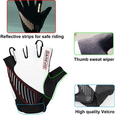 Liangduo Shop Beyaz Stil M Boyutu Darevıe Bisiklet Eldiveni Mtb Yarım Parmak Tayvan Ithal Jel Yastıklı Bisiklet Eldiveni Yüksek Li Darbeye Dayanıklı Bisiklet Eldiven Nefes (Yurt Dışından) 5