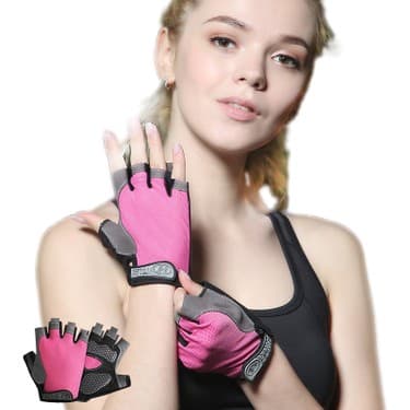 Liangduo Shop Pembe Tarzı L Boyutu Profesyonel Spor Salonu Spor Nefes Kaymaz Kadın Erkek Yarım Parmak Yaz Balıkçılık Bisiklet Parmaksız Eldiven Kadın Bisiklet Bisiklet (Yurt Dışından) 2