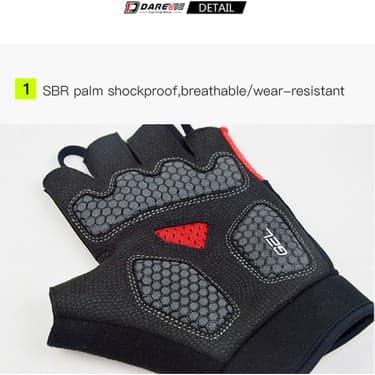 Liangduo Shop Sarı Stil Asya-Xxl Darevıe Mtb Bisiklet Eldiveni Jel Yastıklı Darbeye Dayanıklı Nefes Yarım Parmak Bisiklet Eldiveni Hızlı Kapalı Başparmak Ter Silecek Bisiklet Eldiveni (Yurt Dışından) 3
