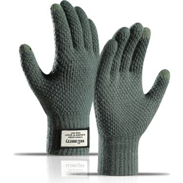 Liangduo Shop Siyah Stil Siyah Kış Eldiven Örme Sonbahar ve Kış Erkek Kalın Kış Sıcak Dokunmatik Ekran Eldiveni Yetişkin Bisiklet Eldiveni Kış (Yurt Dışından) 4
