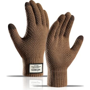 Liangduo Shop Siyah Stil Siyah Kış Eldiven Örme Sonbahar ve Kış Erkek Kalın Kış Sıcak Dokunmatik Ekran Eldiveni Yetişkin Bisiklet Eldiveni Kış (Yurt Dışından) 5
