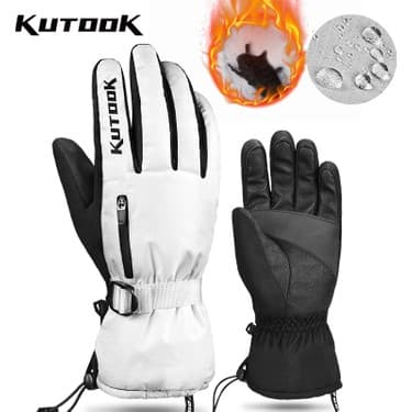 Liangduo Shop Beyaz Stil L Boyutu Kutook Kayak Eldiveni Kış Termal Bisiklet Bisiklet Snowboard Eldiveni Dokunmatik Ekran Su Geçirmez Bisiklet Motosiklet Kayak Aksesuarları (Yurt Dışından) 2