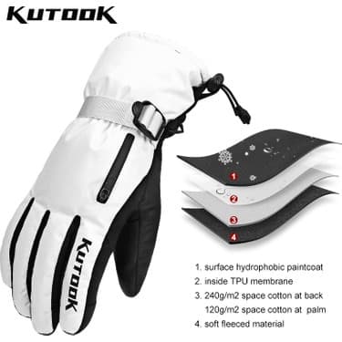 Liangduo Shop Beyaz Stil L Boyutu Kutook Kayak Eldiveni Kış Termal Bisiklet Bisiklet Snowboard Eldiveni Dokunmatik Ekran Su Geçirmez Bisiklet Motosiklet Kayak Aksesuarları (Yurt Dışından) 3