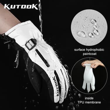Liangduo Shop Beyaz Stil L Boyutu Kutook Kayak Eldiveni Kış Termal Bisiklet Bisiklet Snowboard Eldiveni Dokunmatik Ekran Su Geçirmez Bisiklet Motosiklet Kayak Aksesuarları (Yurt Dışından) 4