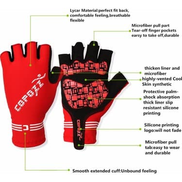 Liangduo Shop Sarı Tarzı M Boyutu Copozz Kaymaz Bisiklet Eldiveni Jel Ped Kısa Yarım Parmak Bisiklet Eldiveni Nefes Açık Spor Erkekler Mtb Bisiklet Eldiveni (Yurt Dışından) 5