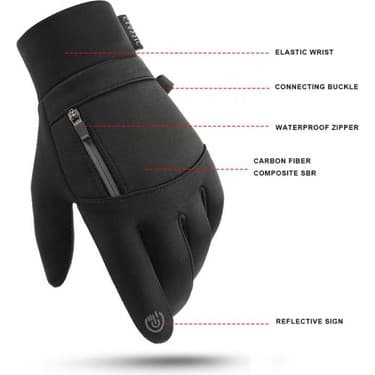 Liangduo Shop Siyah Stil M Boyutu 1 Çift Kış Termal Sıcak Bisiklet Bisiklet Dokunmatik Ekran Eldiveni Yumuşak Kaymaz Açık Kamp Unisex Рукавички Motosiklet Eldiveni (Yurt Dışından) 3