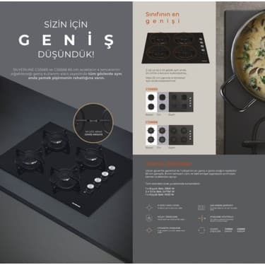 Silverline CS5665B01 65cm Siyah Cam Ankastre Ocak 2