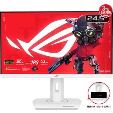 Asus Rog Strıx XG259QNG-W 24.5 Hdr Gamıng Fast IPS Beyaz Freesync ve G-Sync Uyumlu 1920X1080 0.3ms 380Hz 400CD Dp HDMI USB Vesa 3yıl Elmb Sync,pıvot Monitör 2
