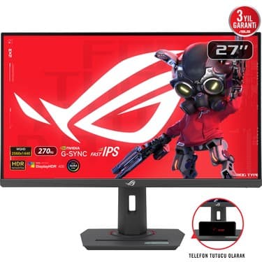 Asus Rog Strıx XG27ACMG 27 Hdr Gamıng Fast IPS Freesync Premıum G-Sync Uyumlu 2560X1440 1ms 270Hz 400CD Dp HDMI USB Vesa 3yıl Elmb Sync,pıvot Monitör 2