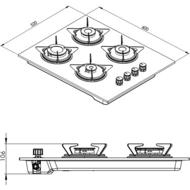 Luxell Opall 15 Program Ankastre Vitroseramik Siyah Set (B66-SGF3 Opall Fırın + V6-04T Vitroseramik Ocak + 835 Opall Davlumbaz ) 6