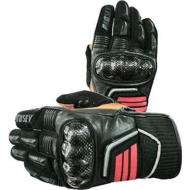 Motoanl Motosiklet Eldiveni Carbon Fiber Full Koruma Deri Motorcu Eldiven Siyah 2