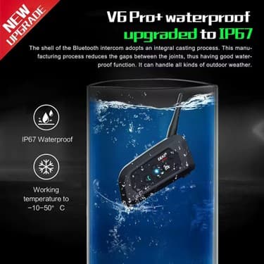 Airstorr Ejeas V6 Pro + Motosiklet Interkom Kask Bluetooth Kulaklık 6 Biniciler 800M Communicator Su Geçirmez Interkom 4