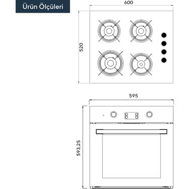 Kumtel Dijital 2'li Beyaz Ankastre Set (Fırın-Ocak) 4