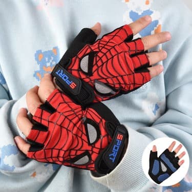 Liangduo Shop Süpermen Tarzı Xl Boyutu Çocuklar Bisiklet Eldiveni Yarım Parmak Çocuk Bisikleti Eldiven Çocuk Kaymaz Nefes Spor Eldiven Erkek Kız Için Sürüş Donanımları (Yurt Dışından) 2