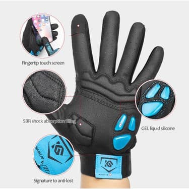 Liangduo Shop Kırmızı Stil Xxl Erkek Profesyonel Bisiklet Eldiveni Kış Jel Sıvı Silikon Yol Bisikleti Eldiven Tam Parmak Kaymaz Darbeye Dayanıklı Bisiklet Eldivenleri (Yurt Dışından) 5
