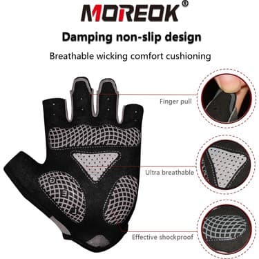 Liangduo Shop MK095-GRİ Tarzı Xl Boyutu Moreok Bisiklet Eldiveni Yarım Parmak Bisiklet Eldiveni 5mm Silikon Pedleri Pedleri Bisiklet Eldiveni Şok Emici Dağ Bisikleti Eldivenleri Anti (Yurt Dışından) 3