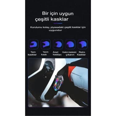 Always Teknoloji 2 Adet Y20 Max Telsiz Özellikli 5.3 Motosiklet Kask Kulaklık Intercom Işıklı Motorsiklet Interkom 5