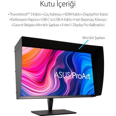 Asus Proart PA32UCG-K 32 4K Mini LED iPS Freesync Hdr 3840X2160 5ms 120HZ Thunderbolt 3 Dp HDMi USB mm Vesa 3yil Hlg,dobly Vision, Donanim Kalibrasyonu, UHD Premium 7