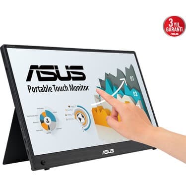 Asus Zenscreen MB16AMTR Portable 15.6 IPS 1920X1080 5ms Mini-Hdmı Usb-C mm 3yıl 10 Parmak Dokunmatık, Dahılı Batarya, Usb-C To A Adaptor, Eyecare Tasınabılır USB Monıtor 3