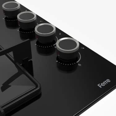 Ferre SS205 Siyah Ankastre Cam Ocak 60 cm ( Kare Gözlü ) 3