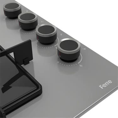 Ferre SS208 Gri Kare Ankastre Cam Ocak 60 cm ( Kare Gözlü ) 5